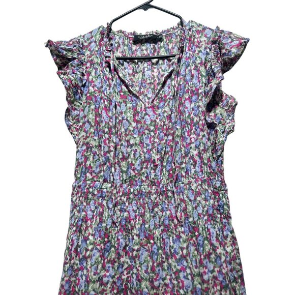 Ralph Lauren Floral Crinkle Tiered Dress Women 6 Ruffle Midi Dainty Peasant Farm - Picture 6 of 14